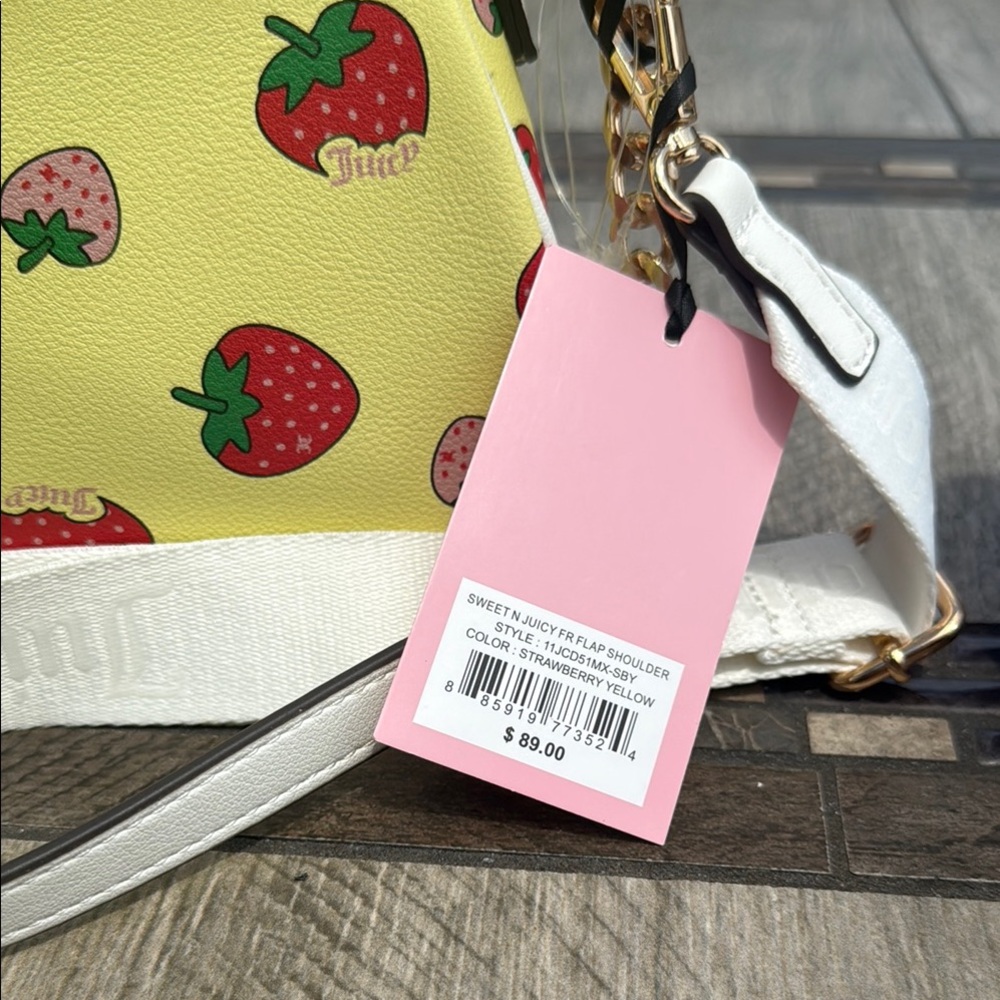 NWT Juicy Couture 2pc Yellow and Red Strawberry Crossbody Excuslive Bag - Picture 6 of 6